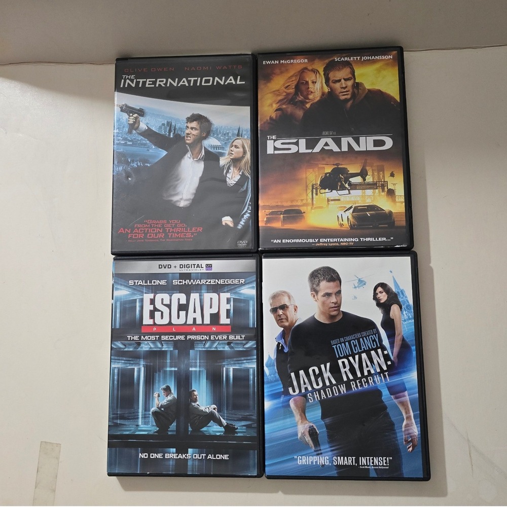 Action Thriller DVD Lot 4 Movies Escape Plan The Island Jack Ryan International